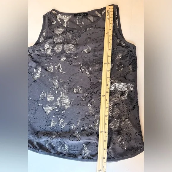 ZARA Trafaluc Charcoal Lace Skull Top | Edgy Gothic Feminine Blouse - Picture 6 of 6